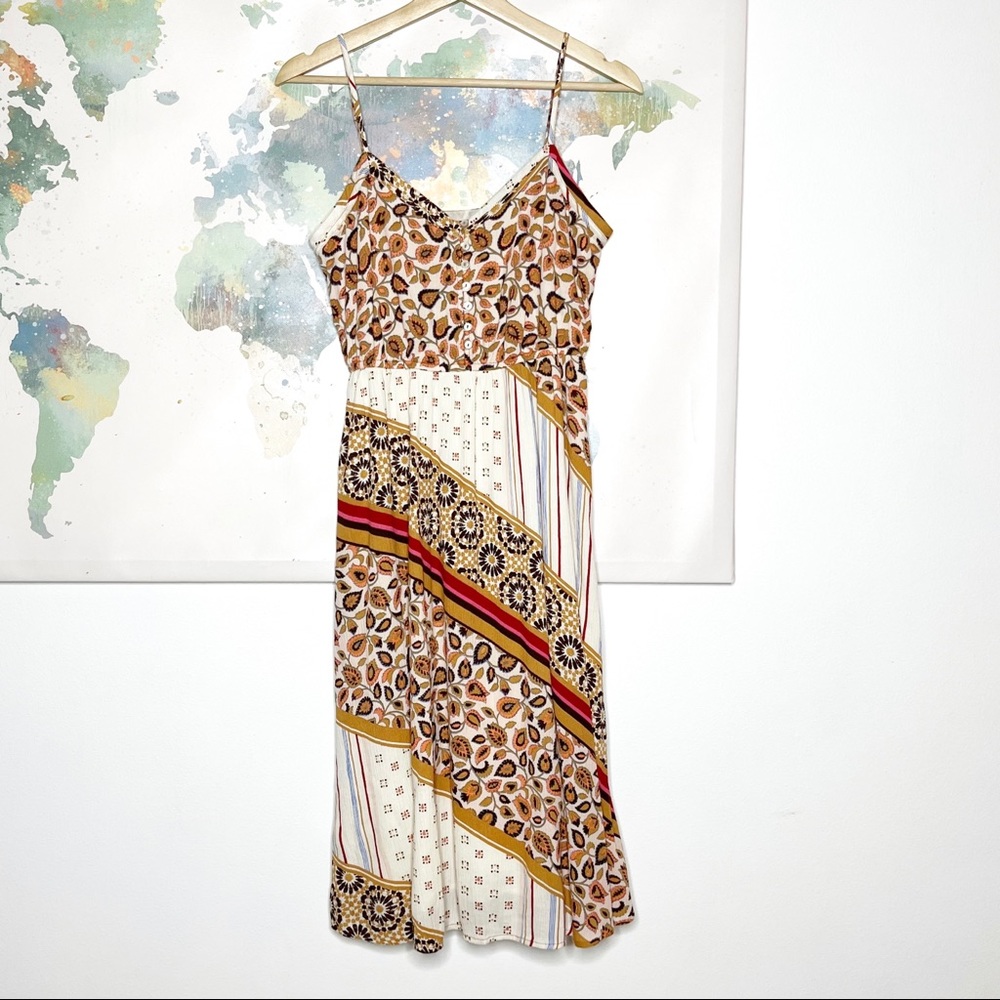 Aerie Dress Red Yellow Floral Paisley Sundress Lined NWT $60 Size Small